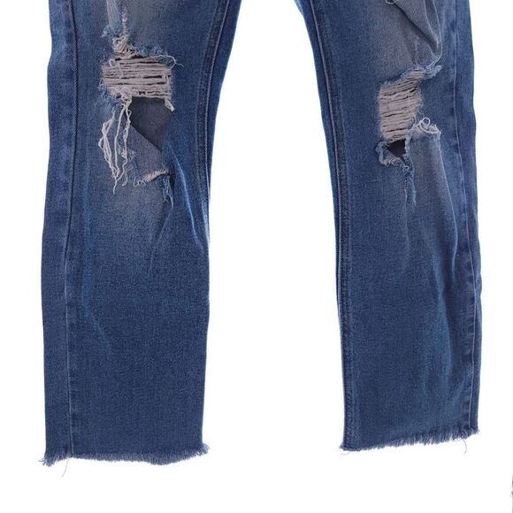 Revice Womens Size 25 Blue Distressed High Rise Raw Hem Denim Jeans - Picture 9 of 12